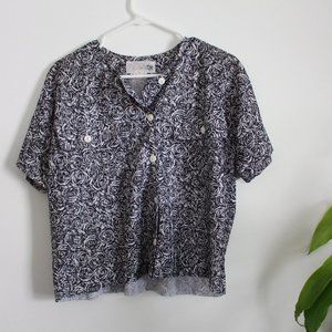 Vintage Rose Pattern Button Down